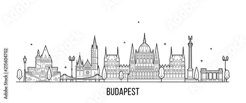 Budapest skyline Hungary city buildings vector