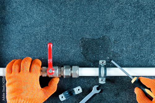 Foto Repair plumbing pipes background