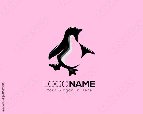 creative walking dance penguin fun animal logo vector