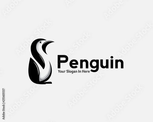 creative stand penguin logo vector design