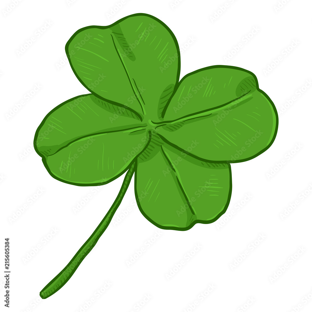 Vector Cartoon Illustration - Green Four-Leaf Clover. The Symbol of Luck.  Stock Vector | Adobe Stock