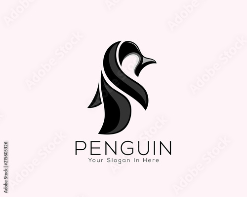 abstract fun penguin animal art logo vector