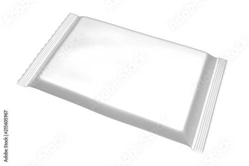 3D realistic render of Blank Template Package For Big Snack, Chocolate Or Candy. Plastic Pack. Clipping path. Isolated on white background