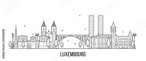Fototapeta Wektor miasta Luksemburg panoramę miasta budynków