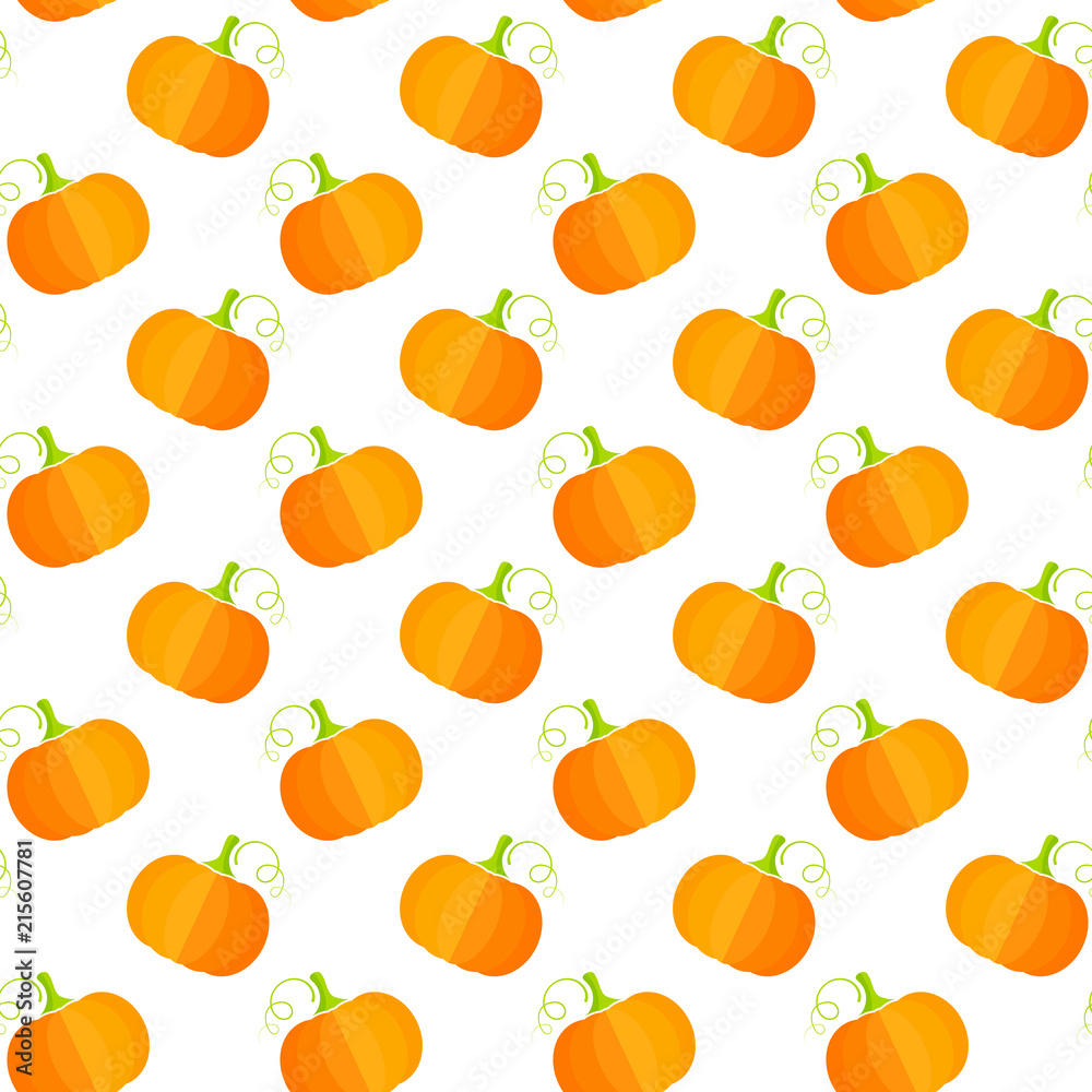 Fresh vegetable seamless pattern. Modern fashion texture background design with pumpkin or squash vegetables in orange and yellow colors. Cute vector illustration for wrapping paper, restaurant menu