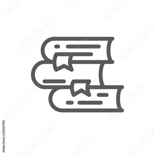 Stack of books vector icon with editable stroke - pixel perfect illustration of lying pile of textbooks with hardcover.