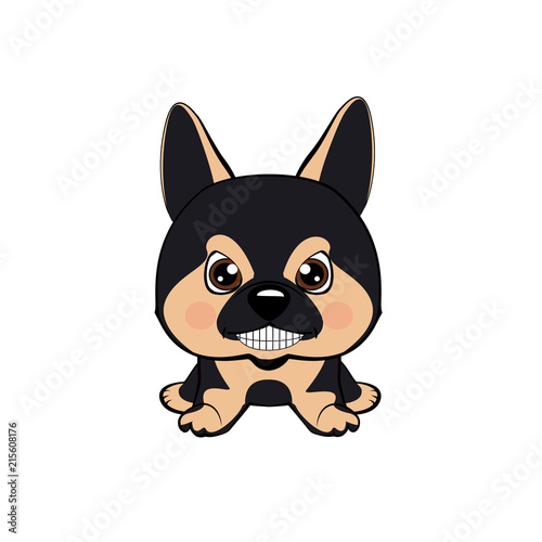 Vector illustration of Angry puppy. German Shepherd.