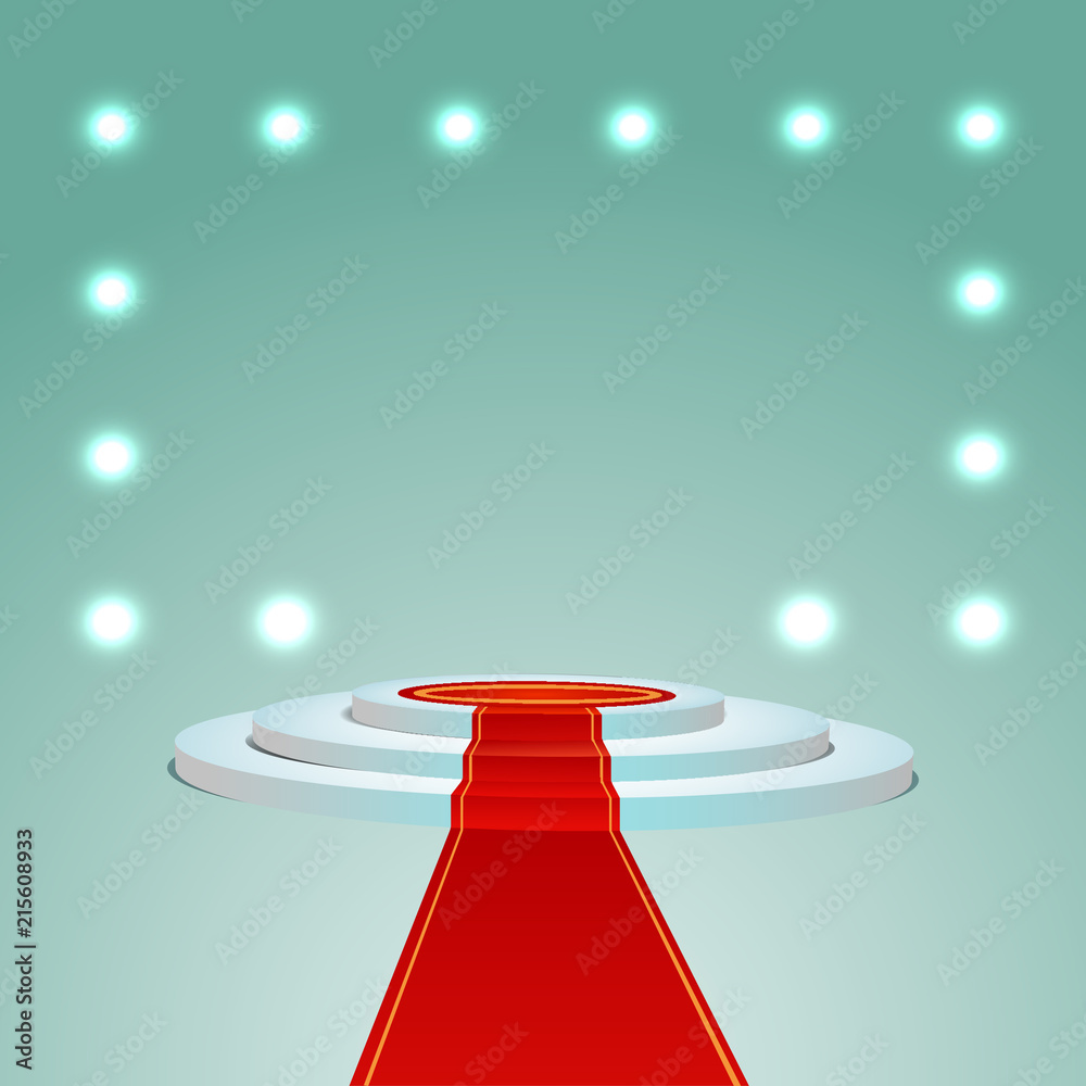 Fototapeta premium Roll red carpet and podium vector illustration eps 10