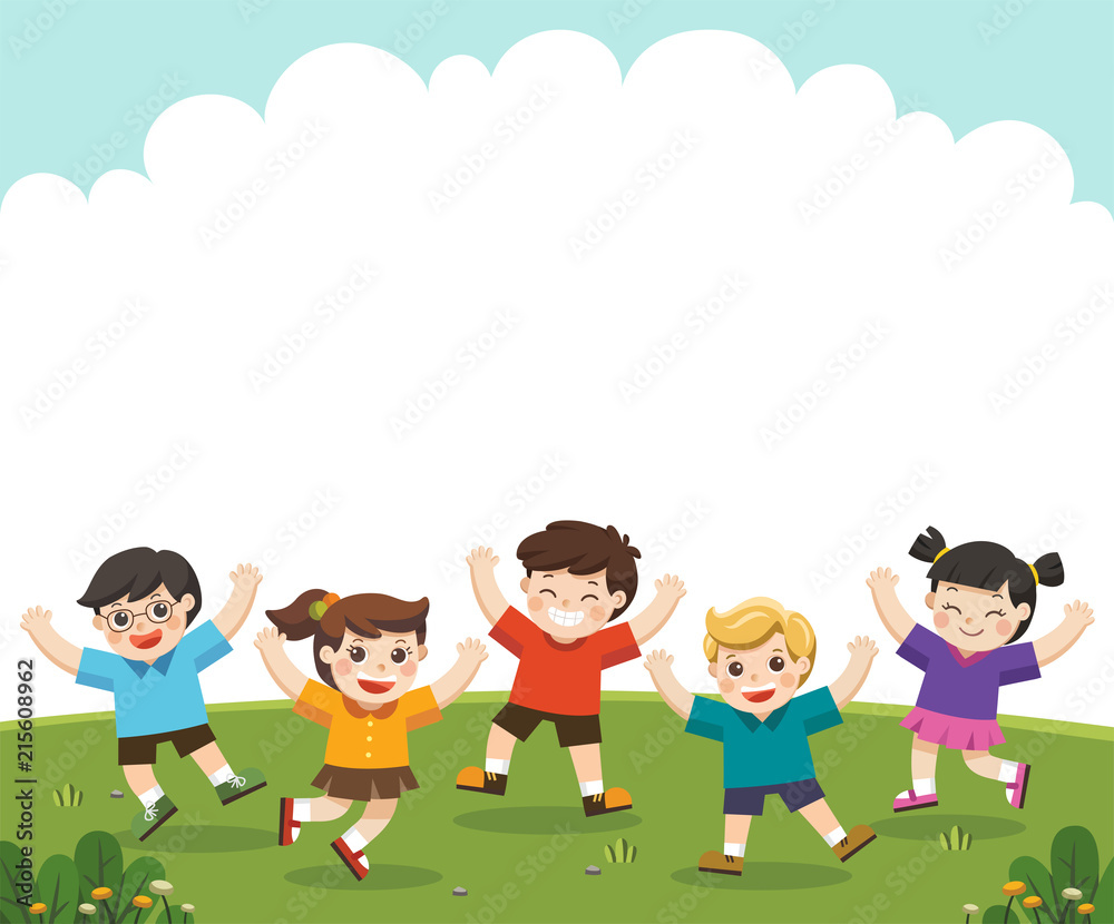 Children's activities. Happy children are jumping on the park. Children's activities. Happy children are jumping on the park.