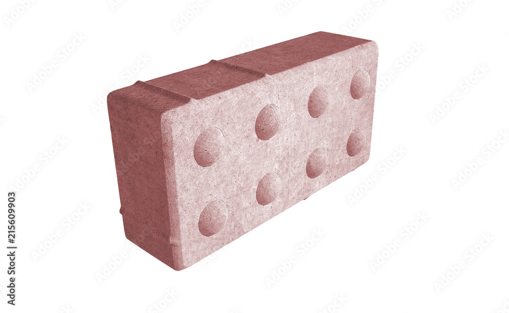 3D realistic render of red single lock paving brick. Isolated on white background. 3D realistic render of red single lock paving brick. Isolated on white background.