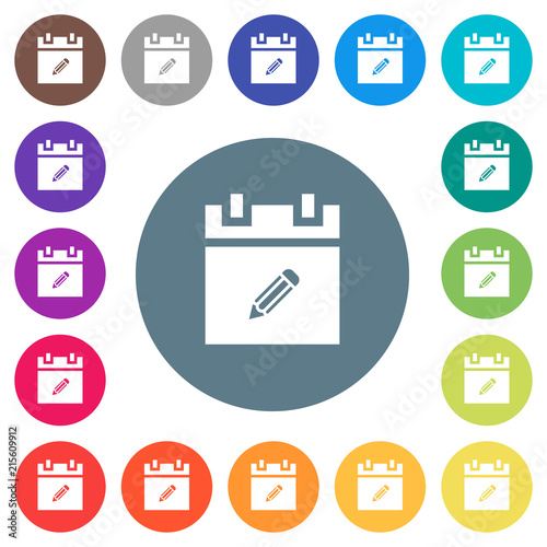 Edit schedule item flat white icons on round color backgrounds