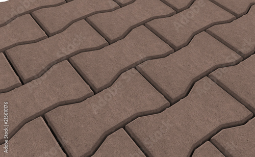3D realistic render of brown lock paving texture.