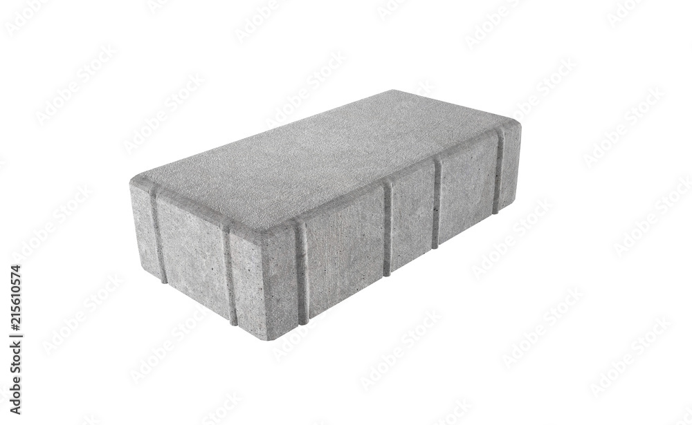 3D realistic render of grey single lock paving brick. Isolated on white background. 3D realistic render of grey single lock paving brick. Isolated on white background.