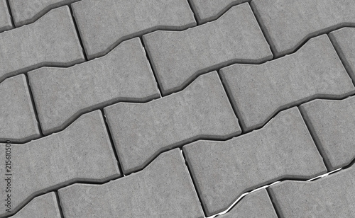 3D realistic render of grey lock paving texture.