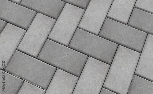 3D realistic render of grey lock paving texture.