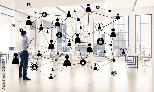 Obraz na płótnie Networking and social communication concept as effective point f w salonie