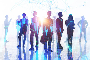 Trade, meeting and statistics concept