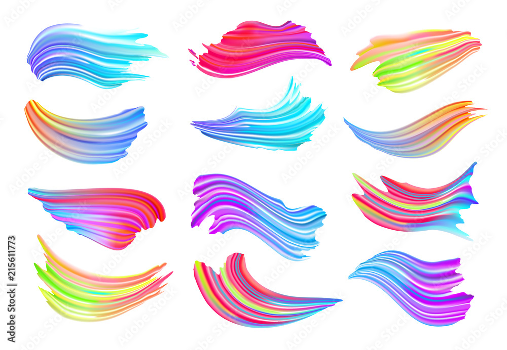 Set of colorful brush strokes. Modern design element. Vector illustration Set of colorful brush strokes. Modern design element. Vector illustration