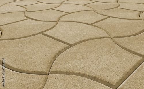 3D realistic render of yellow lock paving texture.