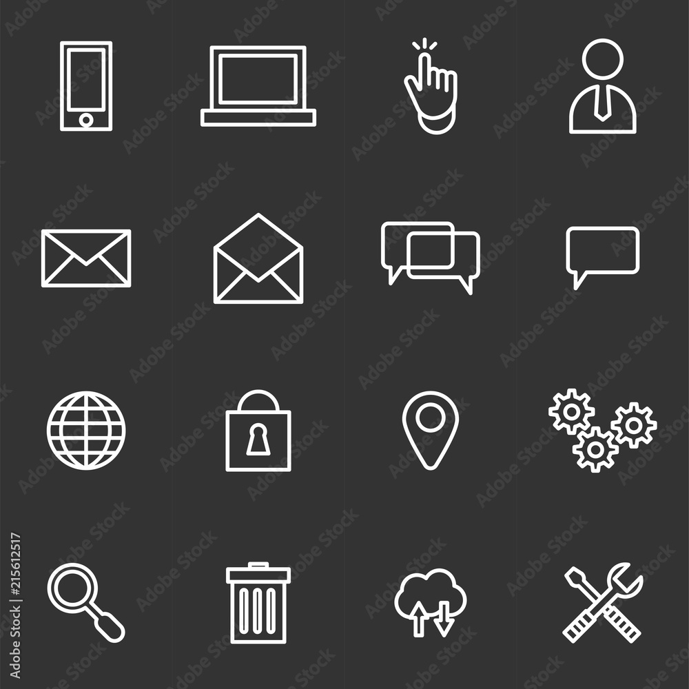 Online icons set simple flat style vector illustration Online icons set simple flat style vector illustration