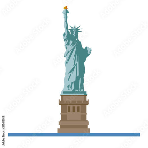 Statue of Liberty at New York flat design isolated vector icon