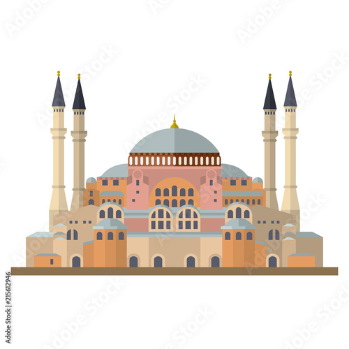 Valokuvatapetti Hagia Sophia at Istanbul flat design isolated vector icon