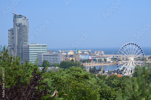 Obraz na płótnie Port w Gdyni latem, Pomorze/Aerial view of port in Gdynia, Pomerania, Poland w salonie