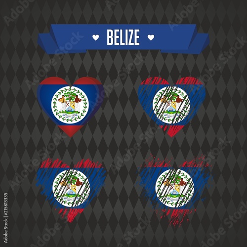 Belize with love. Design vector broken heart with flag inside.