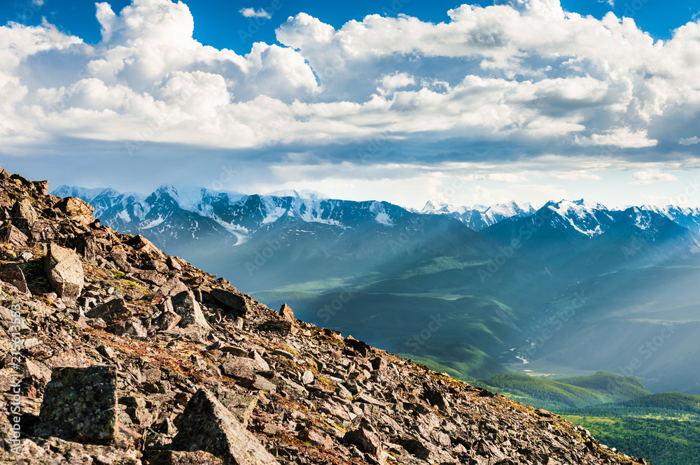 View of the North-Chuya ridge in Altai Republic, Siberia, Russia