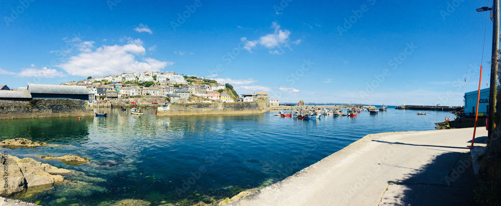 Mevagissey harbour at low tide, Cornwall, United Kingdom