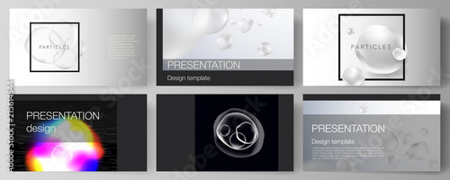 The vector layout of the presentation slides design business templates. SPA and healthcare design, sci-fi technology background. Abstract futuristic or medical consept backgrounds to choose from