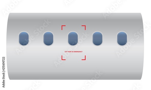 Cut here in emergency on airplane for emergenct team