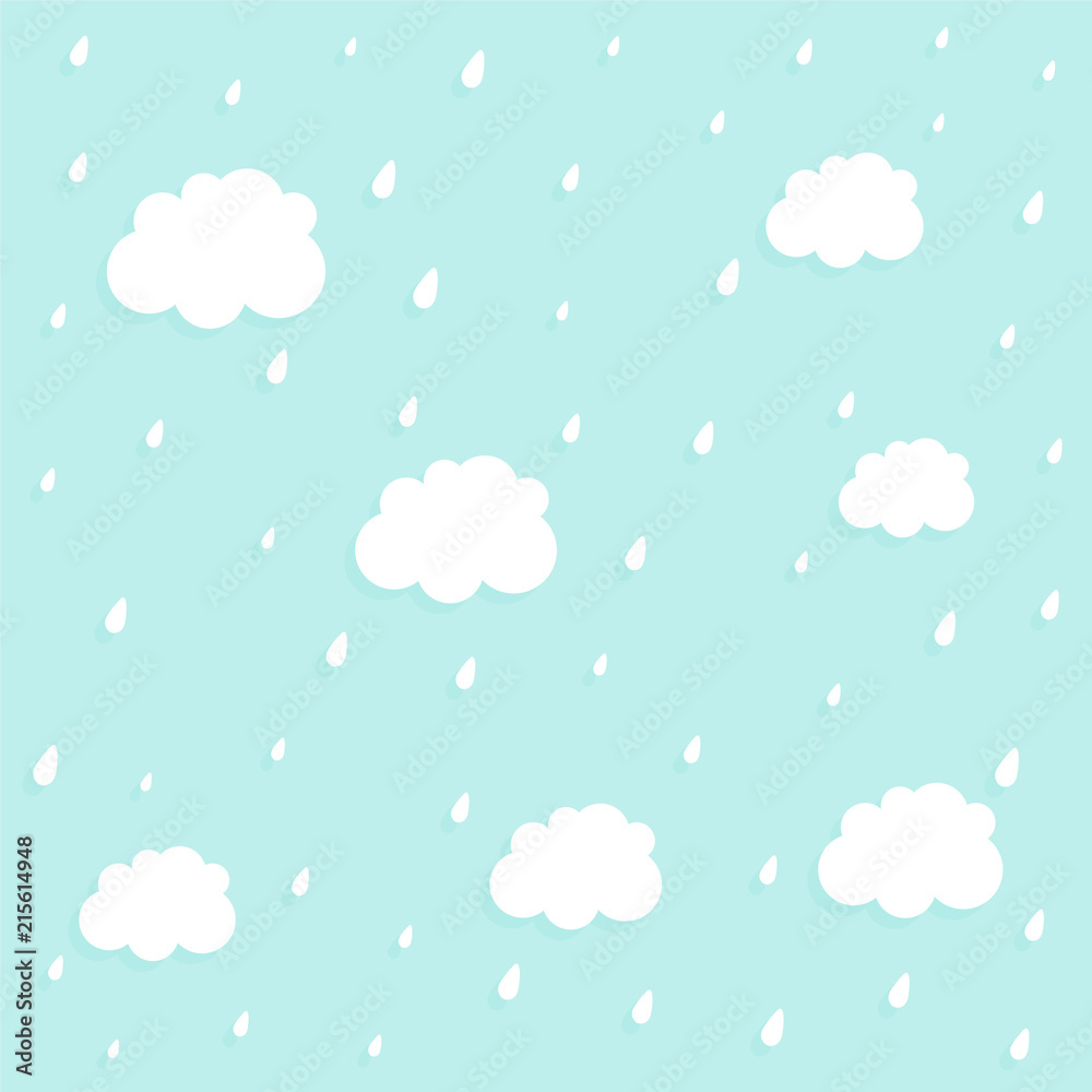 cute cloud and rain pattern background