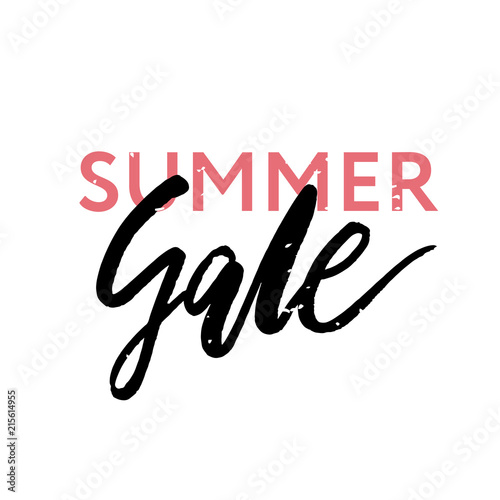 Summer Sale Lettering Watercolor Calligraphy Text Pink Vector Shop photo