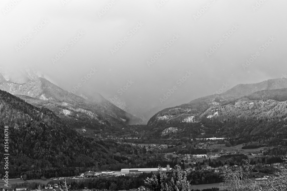 Ongoing storm in Almtal valley near Gmunden, Austria Ongoing storm in Almtal valley near Gmunden, Austria