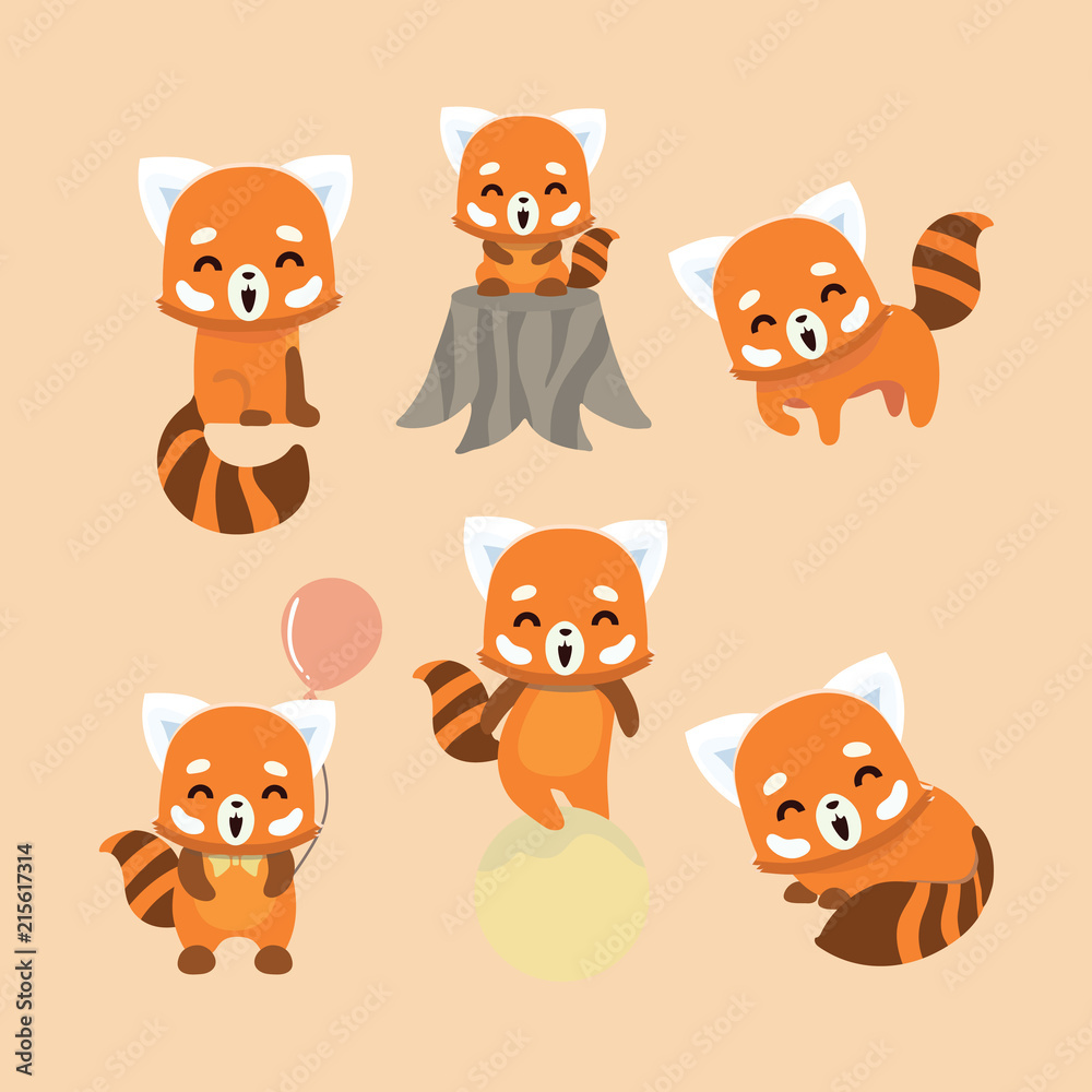 Cute red panda on pastel background. Animal cartoon design.
Cute red panda on pastel background. Animal cartoon design.