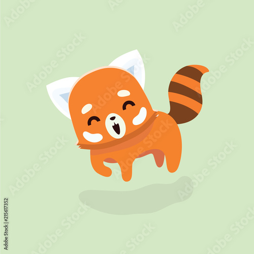Fototapeta Naklejka Na Ścianę i Meble -  Vector illustration of red panda cartoon style on pastel background.