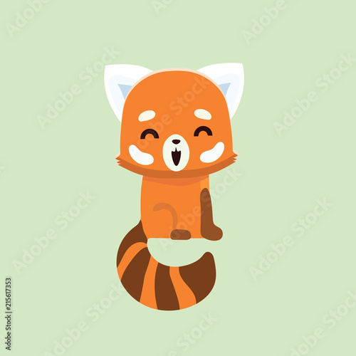 Fototapeta Naklejka Na Ścianę i Meble -  Vector illustration of red panda cartoon style on pastel background.
