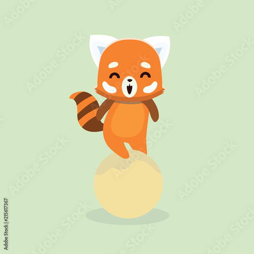Fototapeta Naklejka Na Ścianę i Meble -  Vector illustration of red panda cartoon style on pastel background.