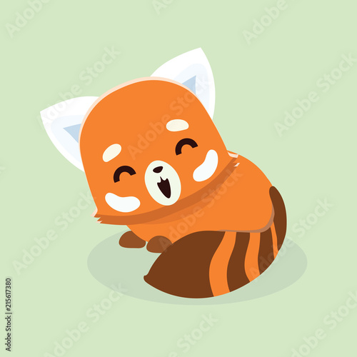 Fototapeta Naklejka Na Ścianę i Meble -  Vector illustration of red panda cartoon style on pastel background.
