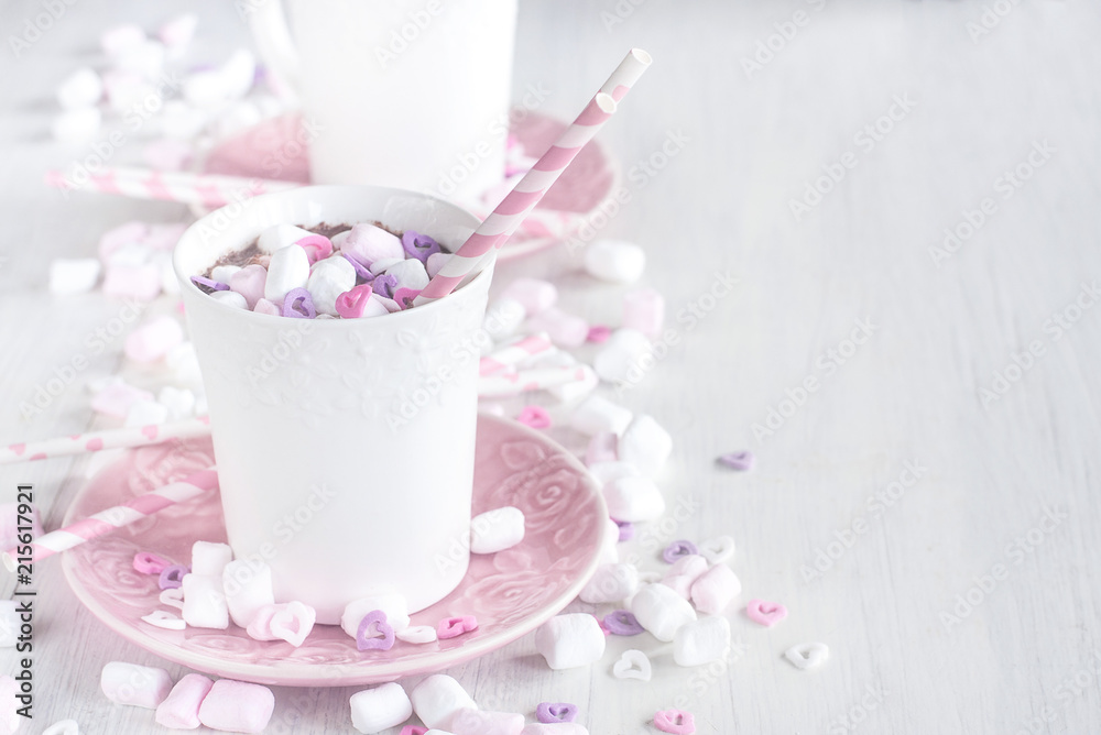Hot chocolate with marshmallow background