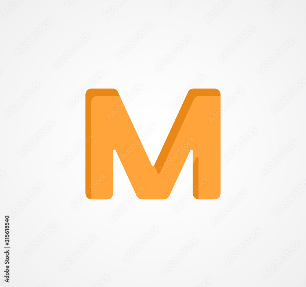 Letter M. Bold geometric font element. Modern vector alphabet symbol. Letter M. Bold geometric font element. Modern vector alphabet symbol.