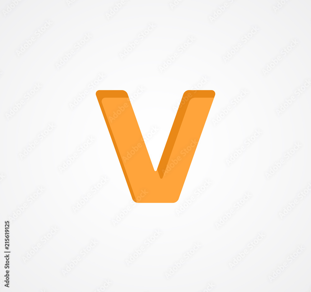 Letter V. Bold geometric font element. Modern vector alphabet symbol. Letter V. Bold geometric font element. Modern vector alphabet symbol.