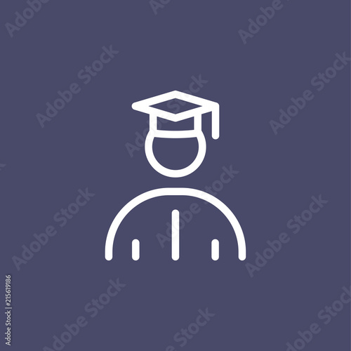 Graduated student icon simple flat style outline illustration