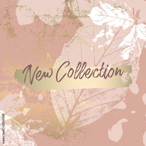 Autumn collection trendy chic gold blush background for social media, advertising, banner, invitation card, wedding, fashion header
