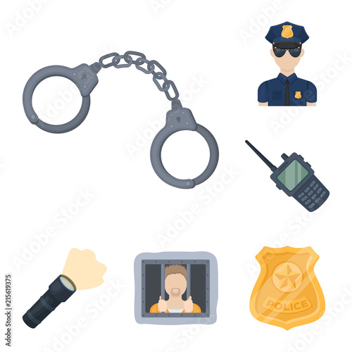Police, Department cartoon icons in set collection for design.Detective and accessories vector symbol stock web illustration.