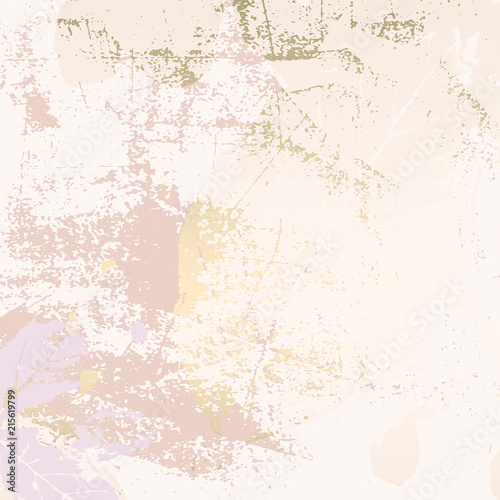 Autumn foliage rose gold blush background. Chic trendy print with botanical m...