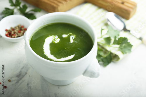 Homemade spinach soup with cream
