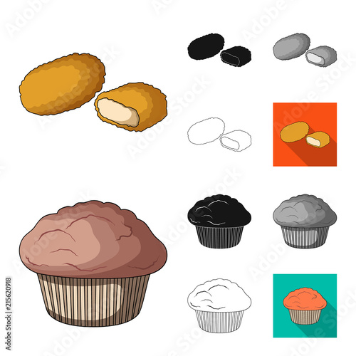 Fast food cartoon,black,flat,monochrome,outline icons in set collection for design.Food from semi-finished products vector symbol stock web illustration.