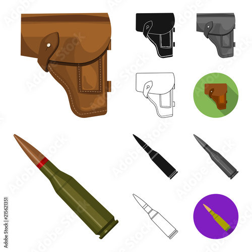 Army and armament cartoon,black,flat,monochrome,outline icons in set collection for design. Weapons and equipment vector symbol stock web illustration.